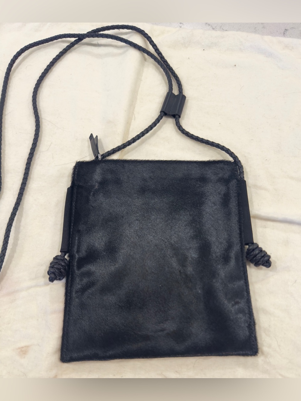 Lafayette 148 Calf hair and Satin Crossbody Bag with Braided Leather Strap